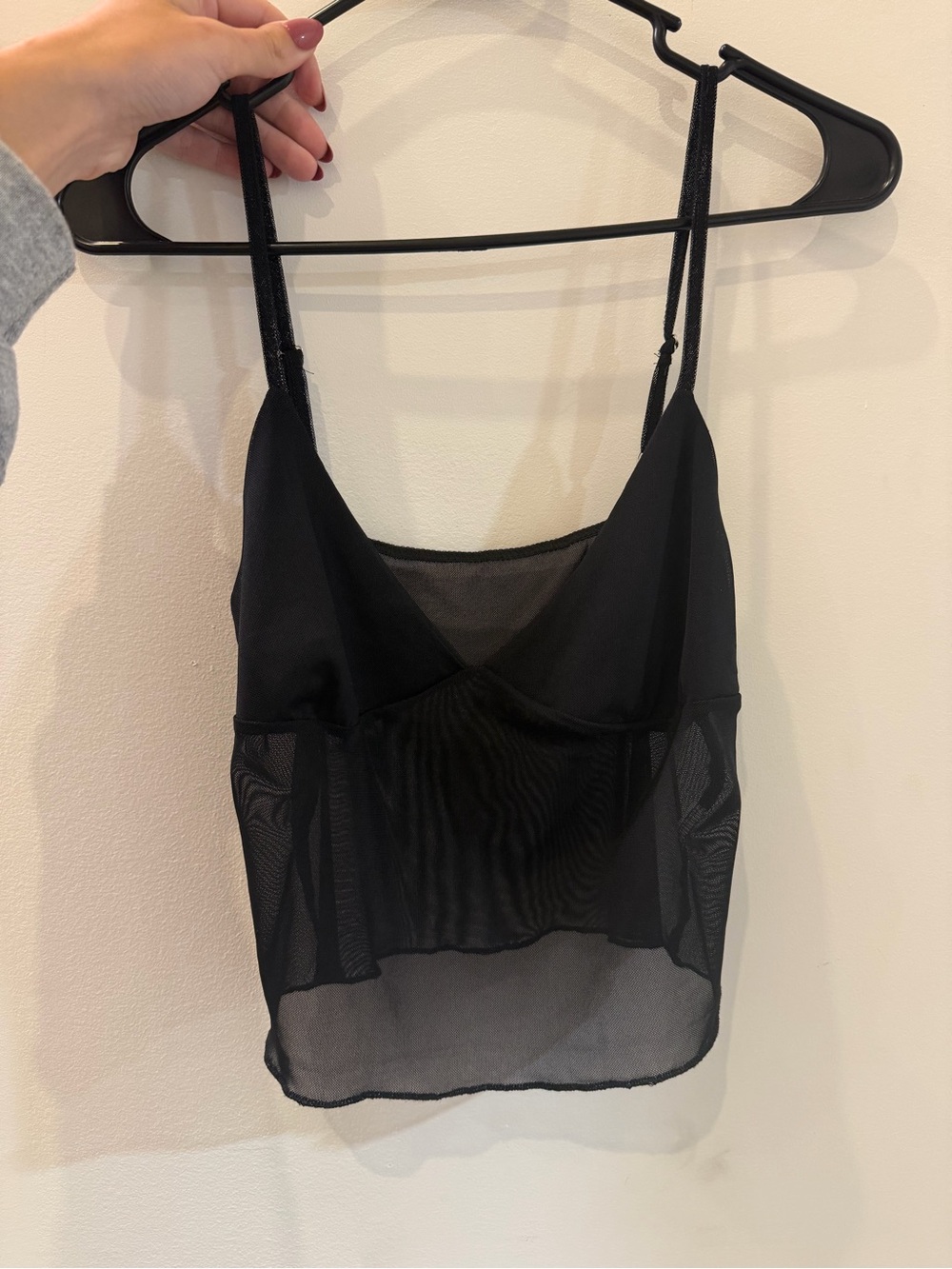 Black Sheer Strappy Tank Top